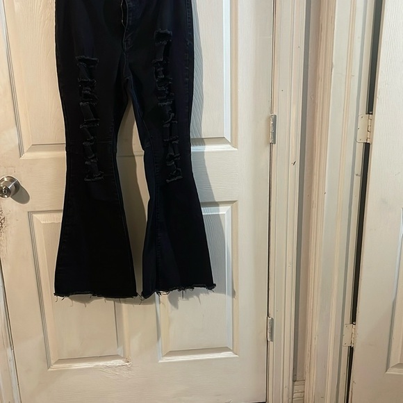 Rue21 Black Distressed Flare Jeans - Picture 1 of 8